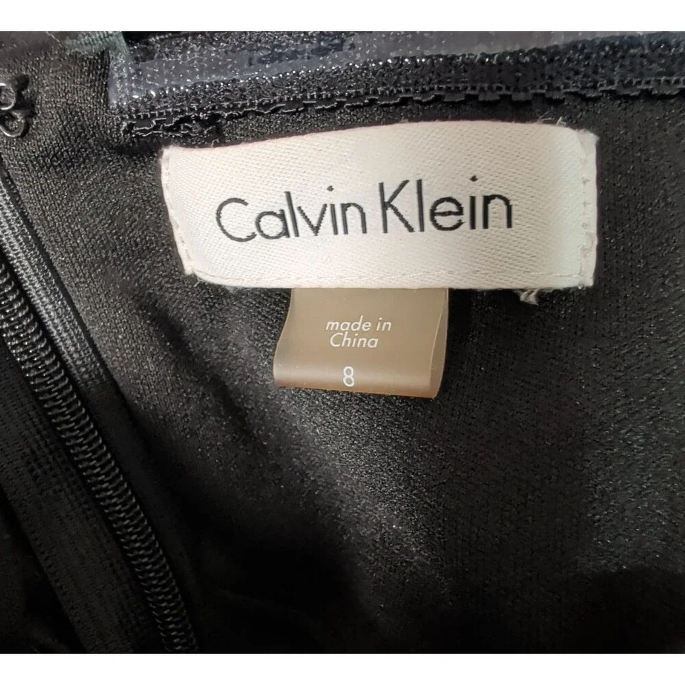 Calvin Klein Size 8 Black Sequin Mermaid Dress Strapless Formal Evening Maxi - Picture 11 of 15